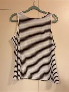 Striped Sleeveless Knit Tank Top - White & Black